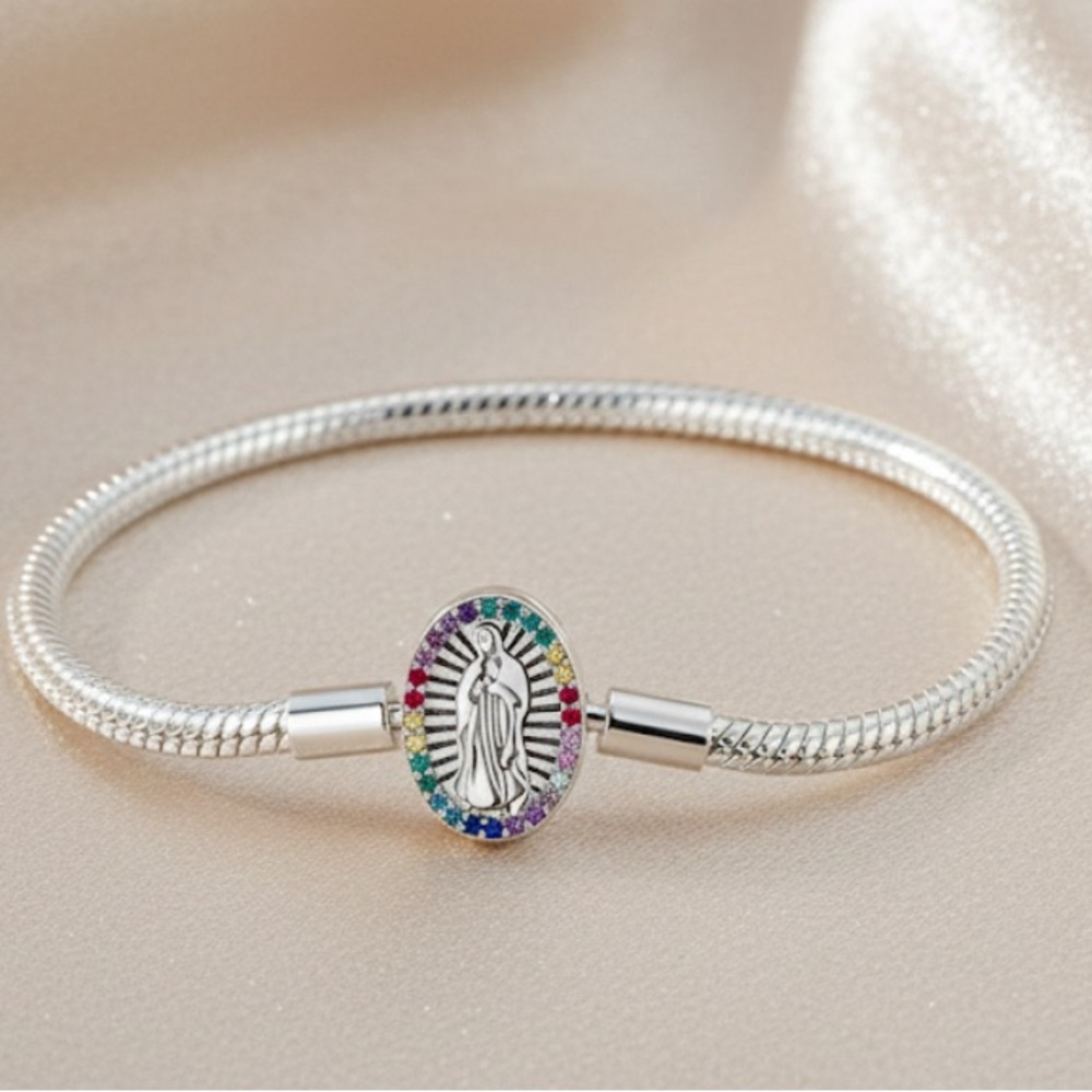 Pandora Style Silver Brazalete 18 cms Virgin Mary